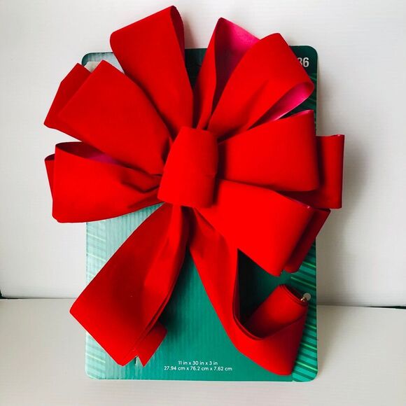 Holiday Living 11 Inch Red Velvet Deluxe Bow Christmas Tree Topper Bow - Picture 1 of 4